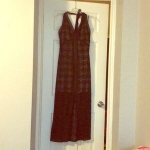Guess Black and Tan Lace Midi dress size 6‎